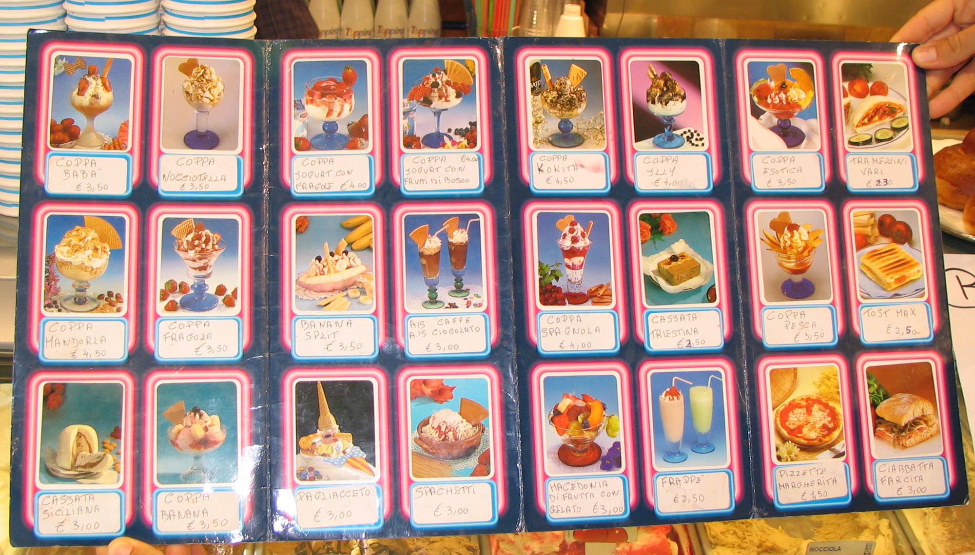 Gelato menu- Italy from the Inside