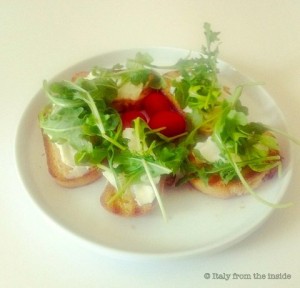 Bruschetta rucola e stracchino- Italy From The Inside